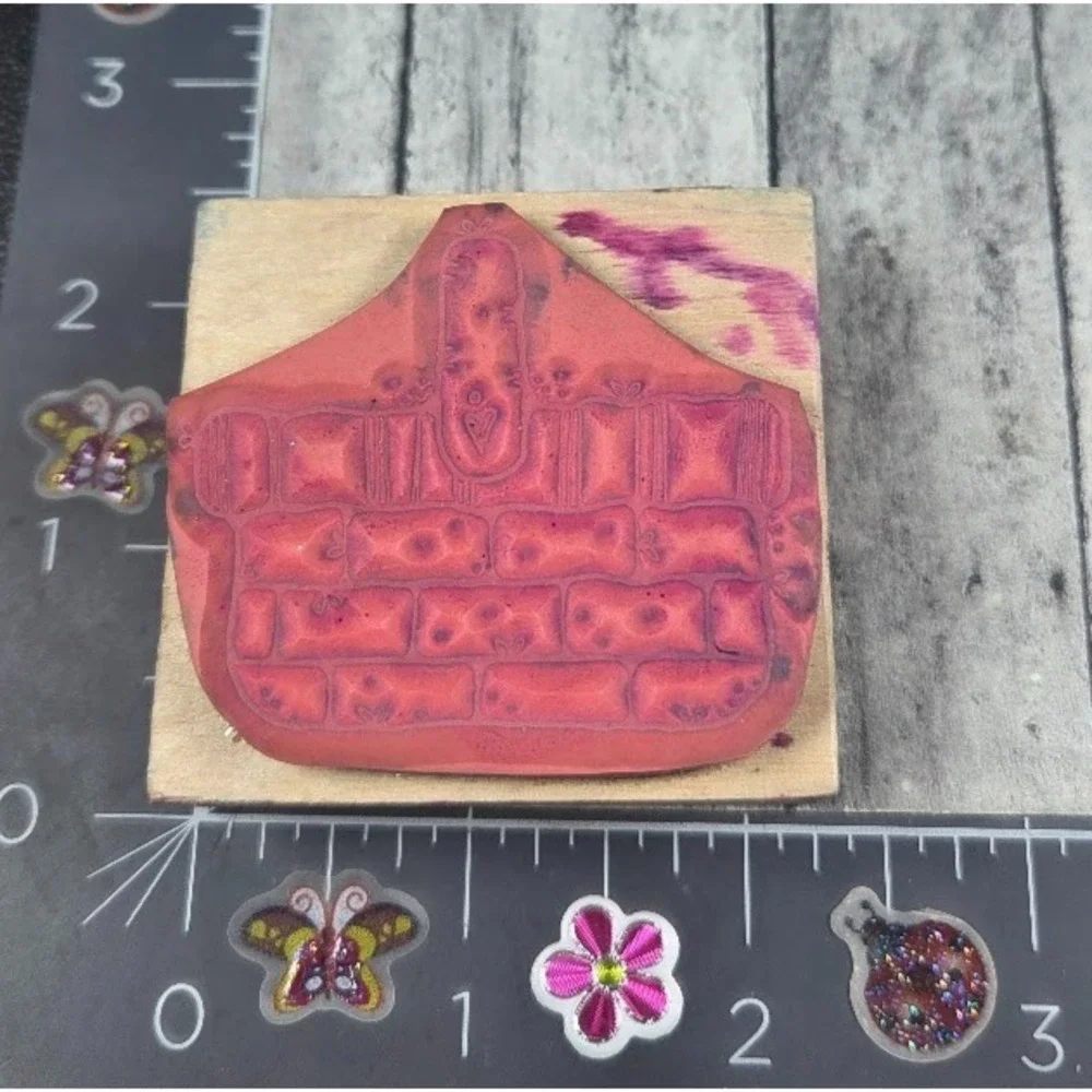 Hooks Lines Inkers Wicker Basket Picnic Heart Rubber Stamp Wood #i45